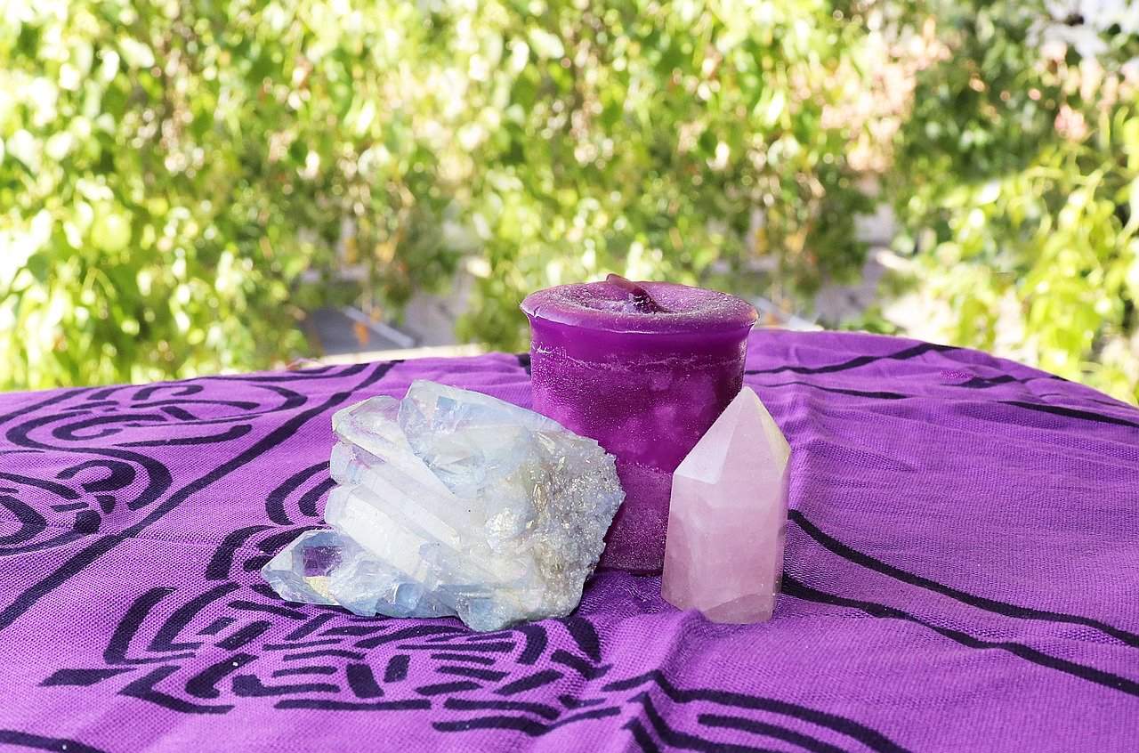 crystals and candles to ground with