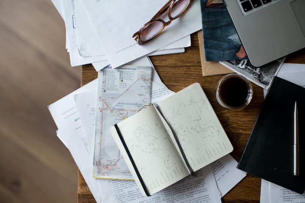 cluttered small desk