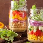 Putting together a salad in a jar in the correct order